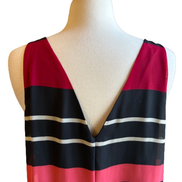 COPY - NEW YORK & COMPANY Dress Sheath Stripe Pleated Lined Sleeveless Polyeste… - Picture 5 of 10